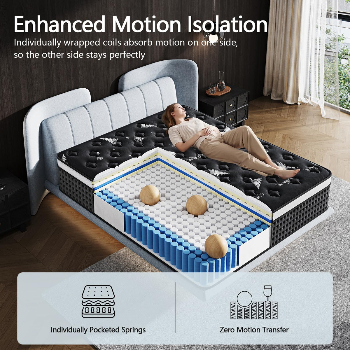 12 Inch Full Hybrid Mattress with Pocket Springs & Cooling Memory Foam U1324