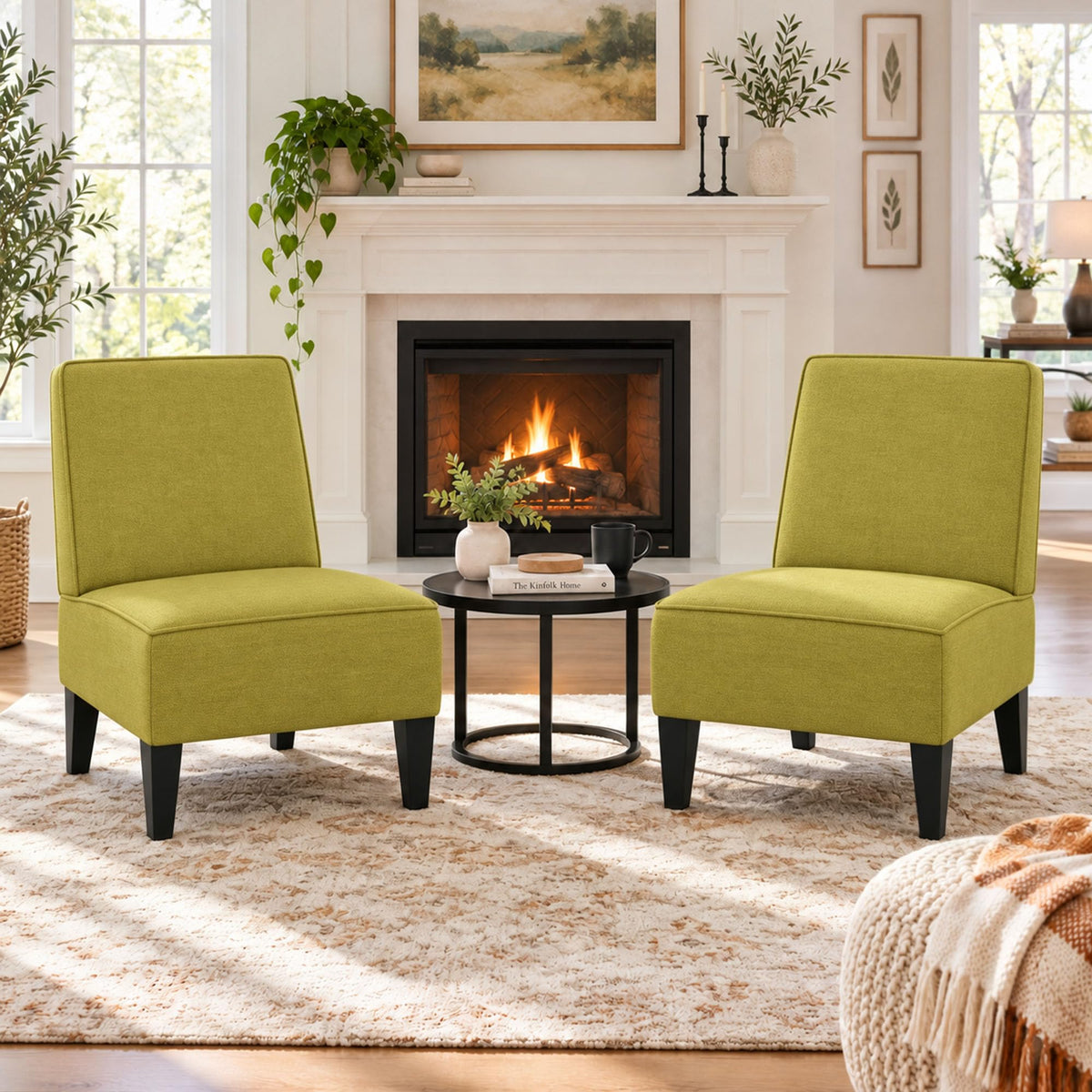 Green Upholstered Accent Chair Set of 2 W821
