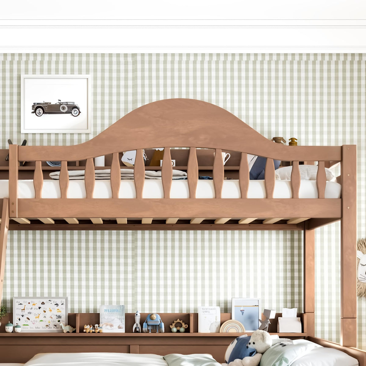Twin Over Full Size Wooden Bunk Bed with Drawers & Ladder E19602