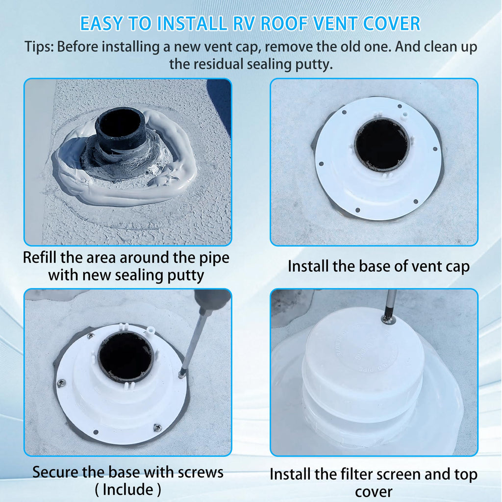 RV Plumbing Vent Cap Fits 1 to 2 3/8 Inch Pipe White 2 Pack V132