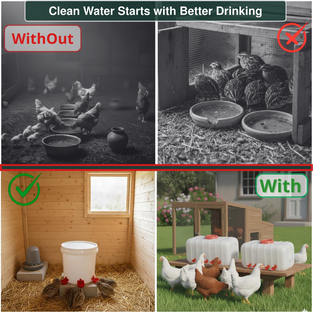 12-Pack Chicken Water Nipples with Cups D1065
