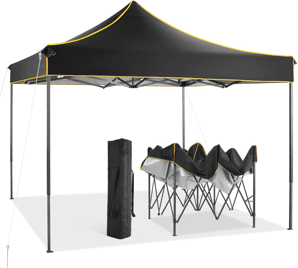 Pop Up Canopy Tent 10x10 Waterproof Portable Folding with Carry Bag (Black) U5219