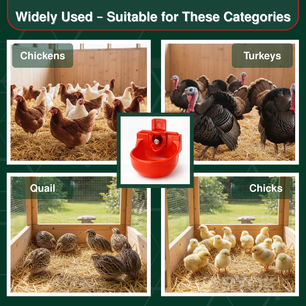 12-Pack Chicken Water Nipples with Cups D1065