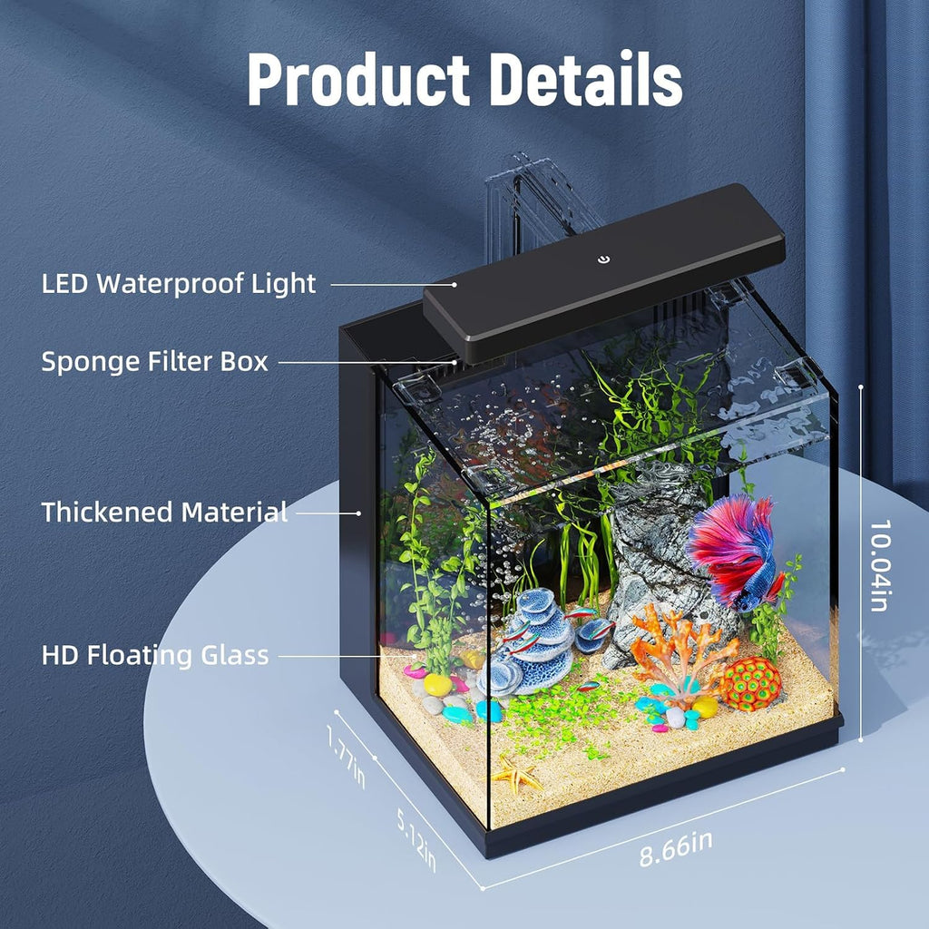 2 Gallon All-in-One Aquarium Kit with Filtration & LED Light A159846