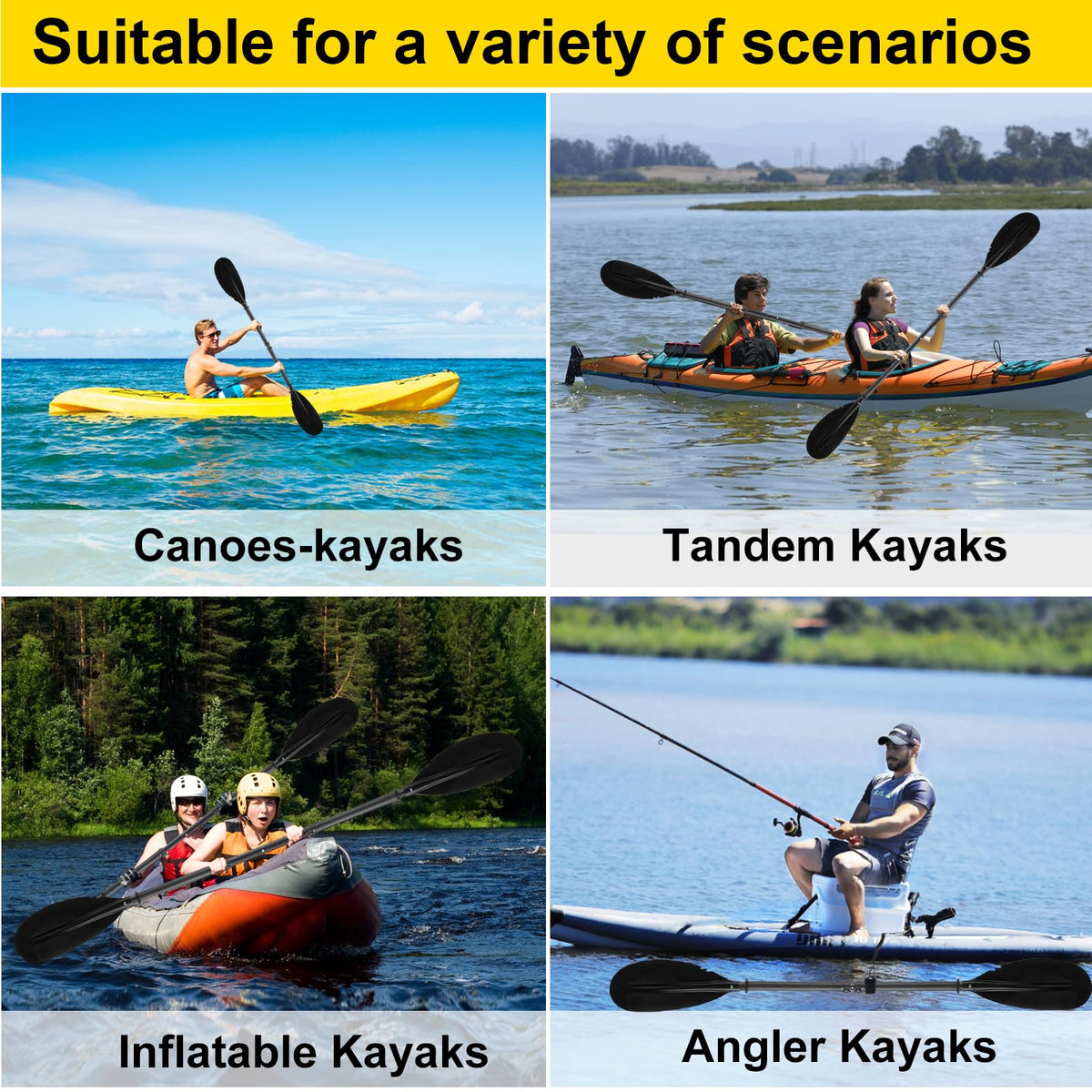 Telescopic Canoe Paddle 70inch to 95inch Black M4683