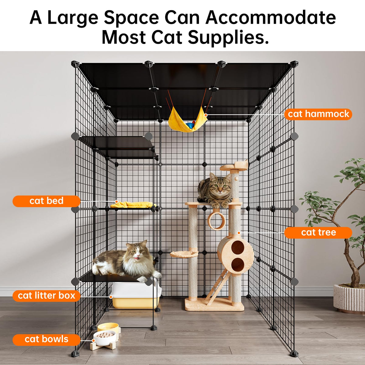 Extra Large 4-Tier Metal Cat Cage with Platforms C180