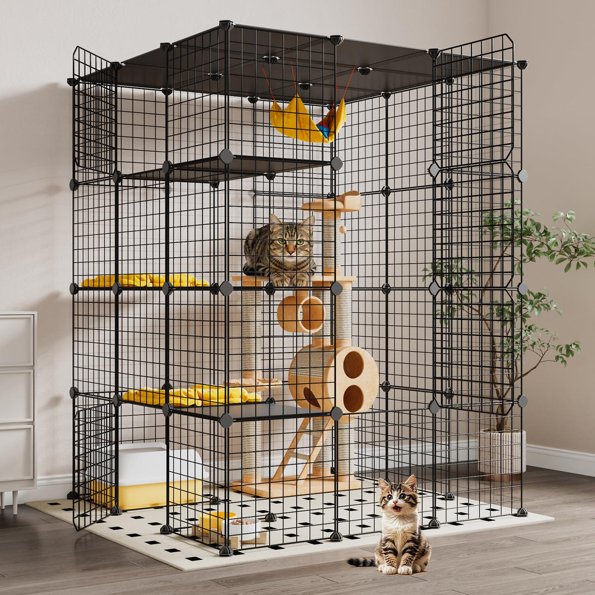 Extra Large 4-Tier Metal Cat Cage with Platforms C180