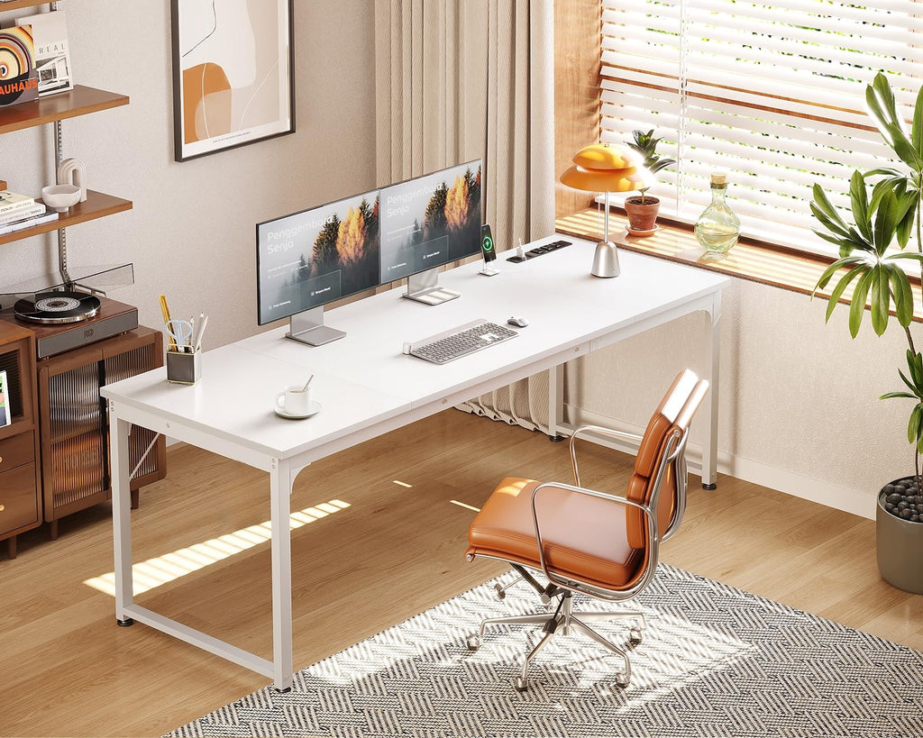 71 Inch White Computer Desk with USB Ports X776