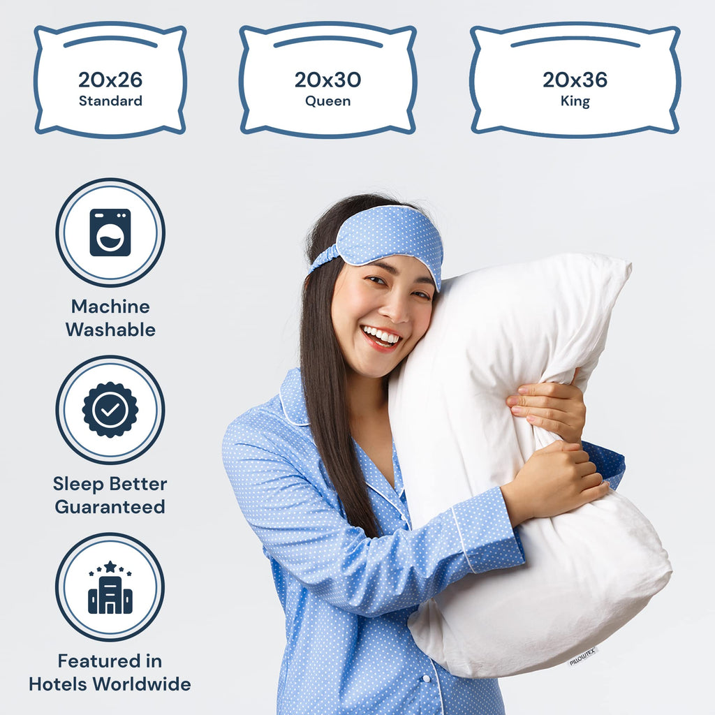 Blue King Size Down Alternative Cotton Pillows 2 Pack X36665