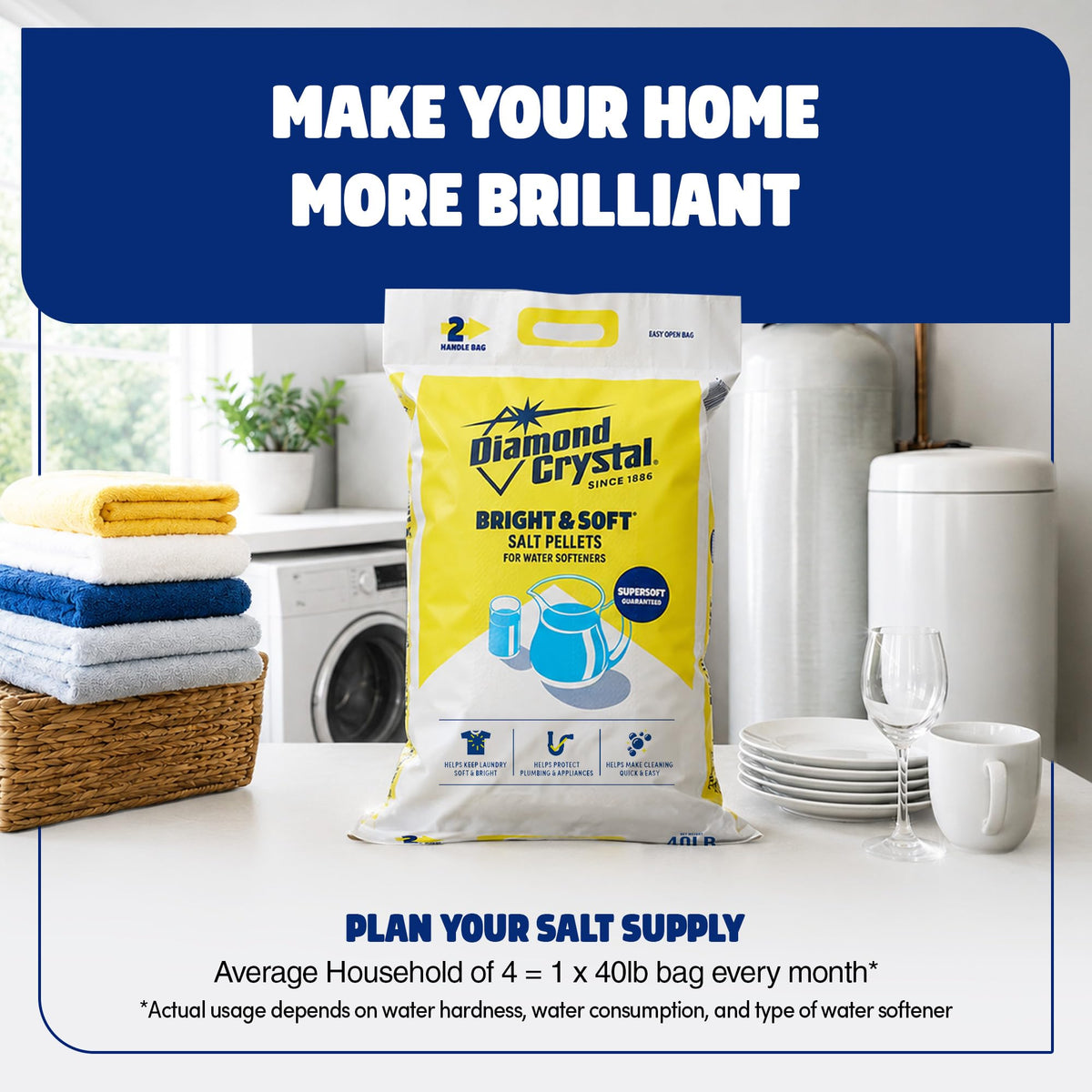 3 Pack Water Softener Salt Pellets, 40 Pounds J56693