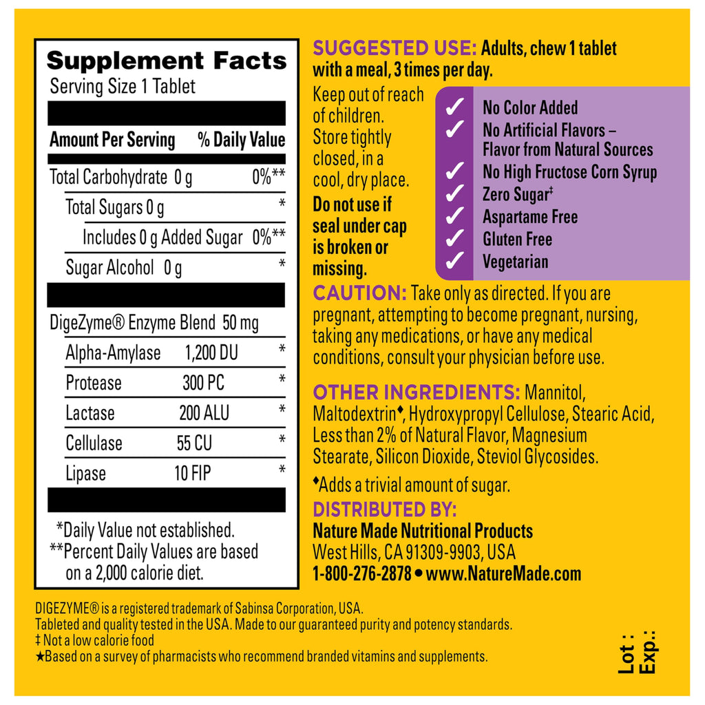 Digestive Enzymes 90 Chewable Tablets G786