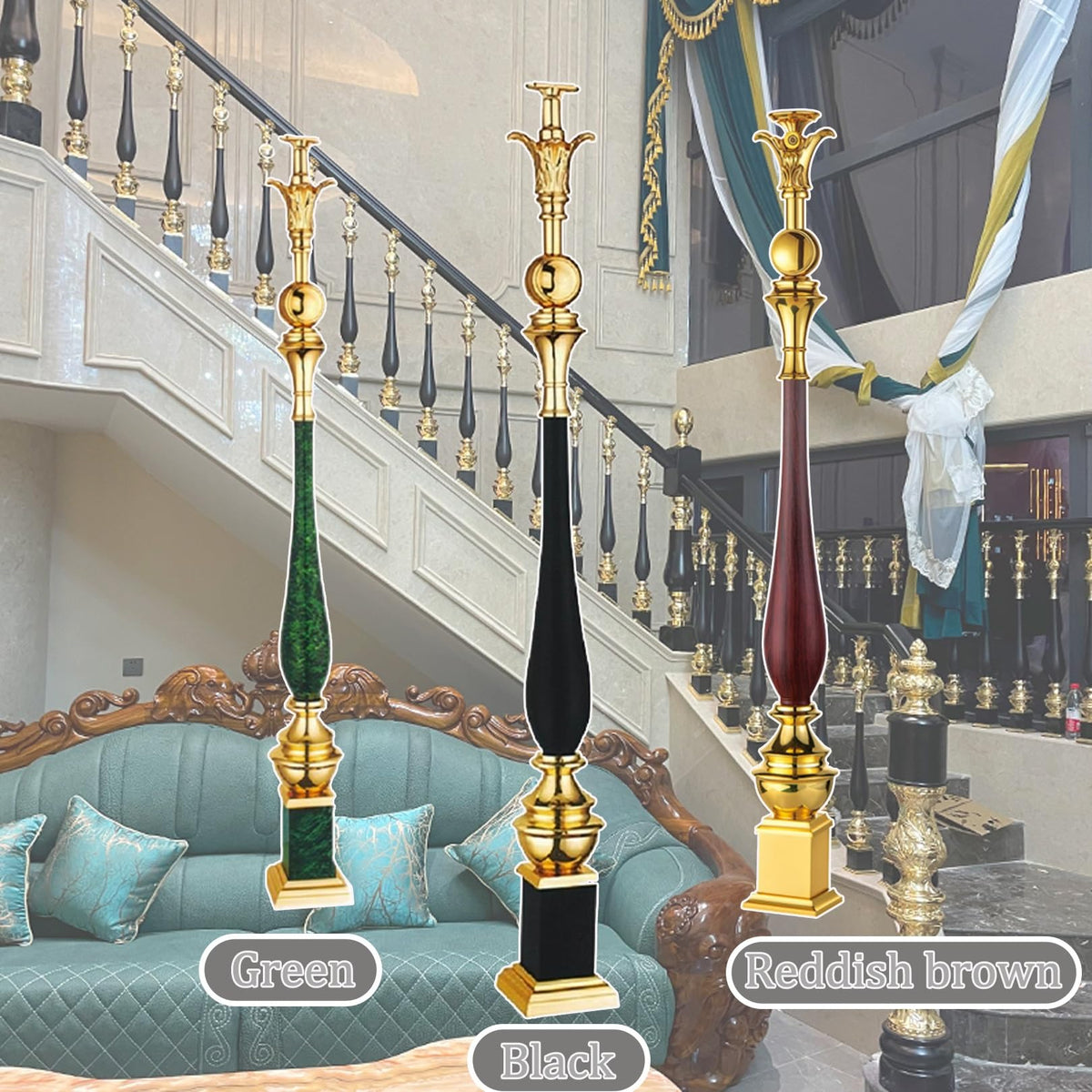 Black 6 Pack Aluminum Alloy Baluster Spindles F976
