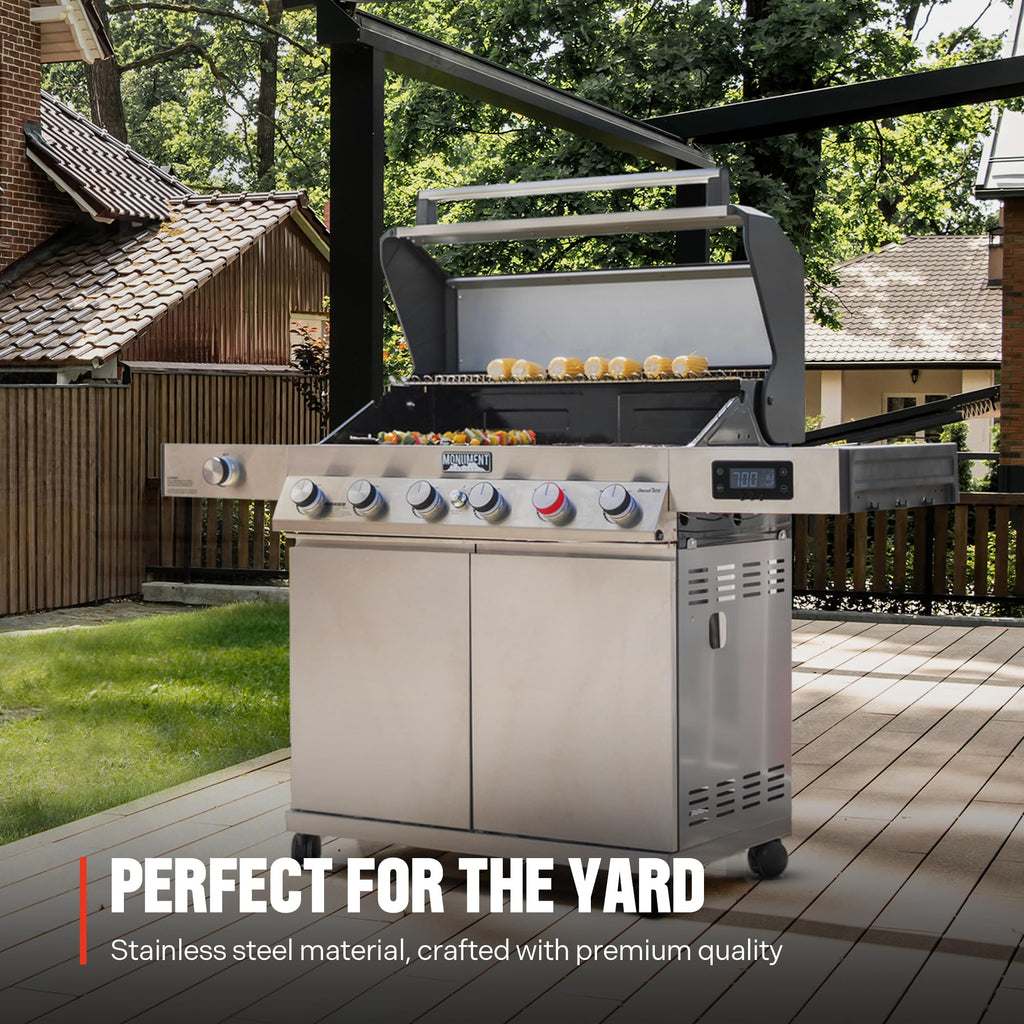 6+1 Burner Propane Gas Grill Stainless Steel 78,000 BTU with Side Sear Burner I370425