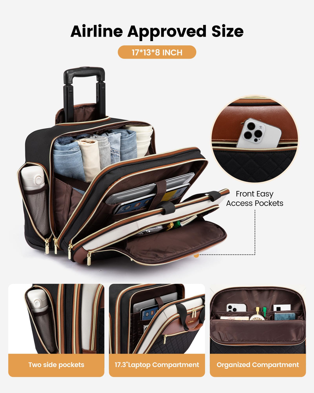 Rolling Laptop Bag with Wheels A128