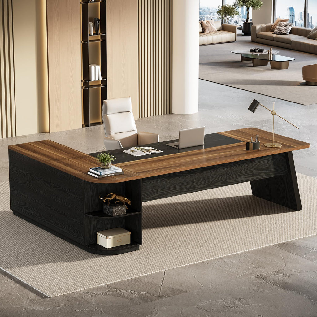 79" L-Shaped Executive Desk with Cabinet W5476