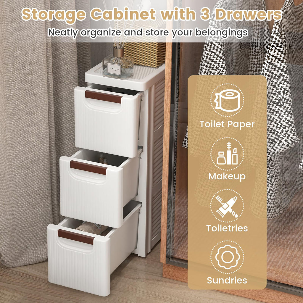 White 3 Drawer Narrow Storage Cabinet I300584