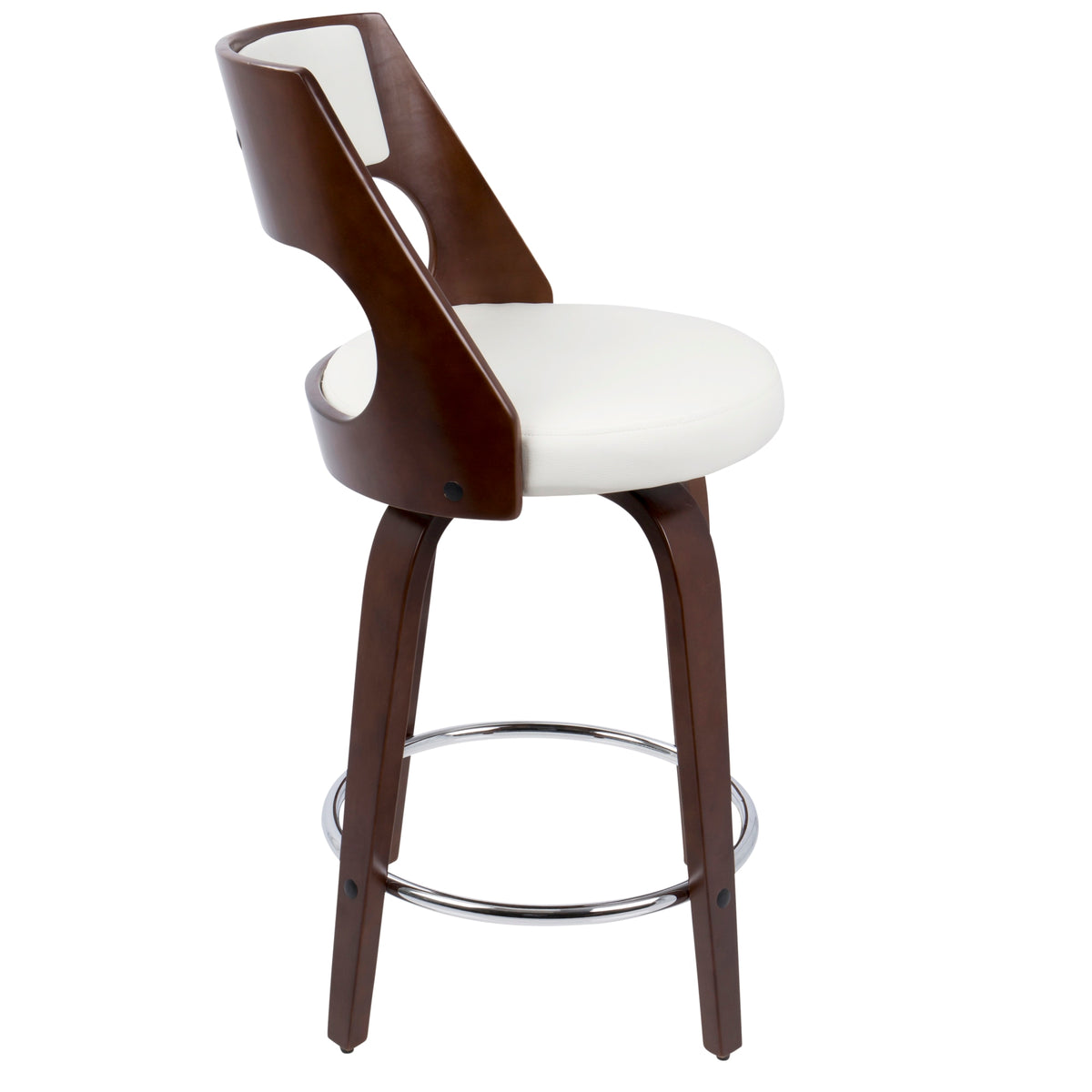 Cherry and White Faux Leather Swivel Counter Stool, Set of 2 C83176
