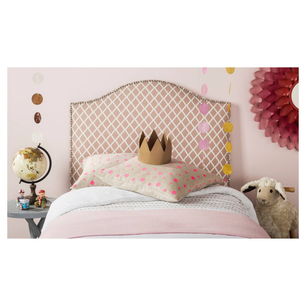 Peach Pink White King Headboard N485912