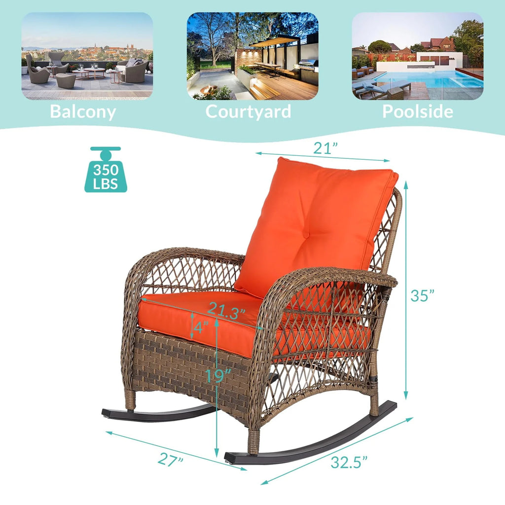 Outdoor Wicker Rocking Chair with Cushions U6658