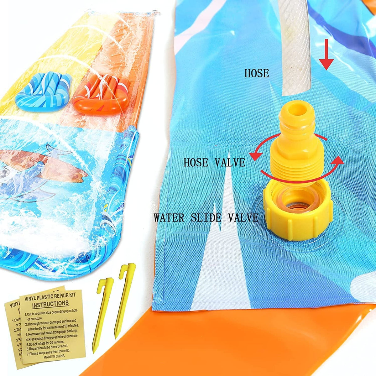 20ft Inflatable Water Slide with 2 Bodyboards Lanes K9108
