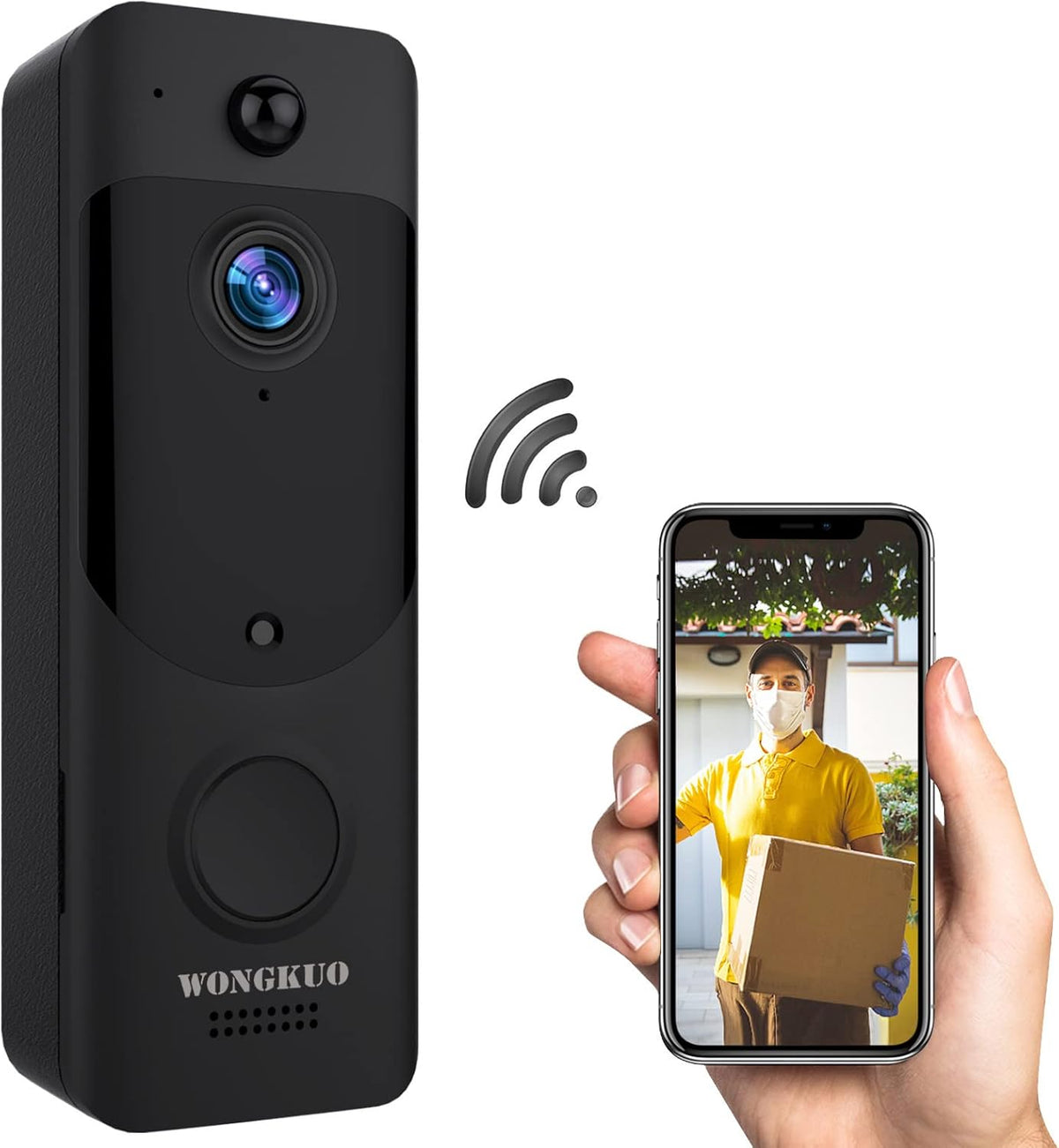 Wireless Video Doorbell Camera WiFi with Human Detection, HD 166° Wide Angle, 6100mAh Battery, 2-Way Talk, Night Vision Q4235