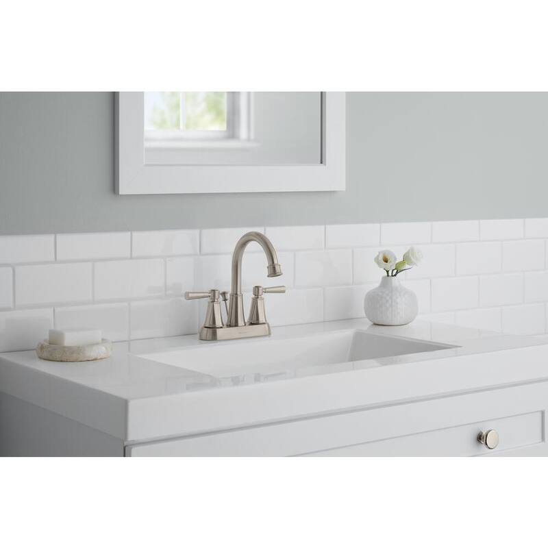 4 in. Centerset Double Handle High-Arc Bathroom Faucet in Brushed Nickel K248066