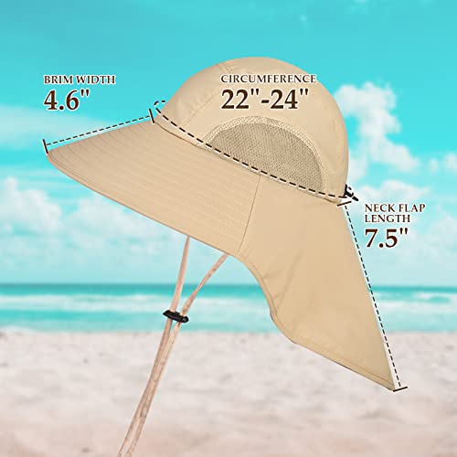 Outdoor Sun Hat with Neck Flap Wide Brim Fishing Hat T749845