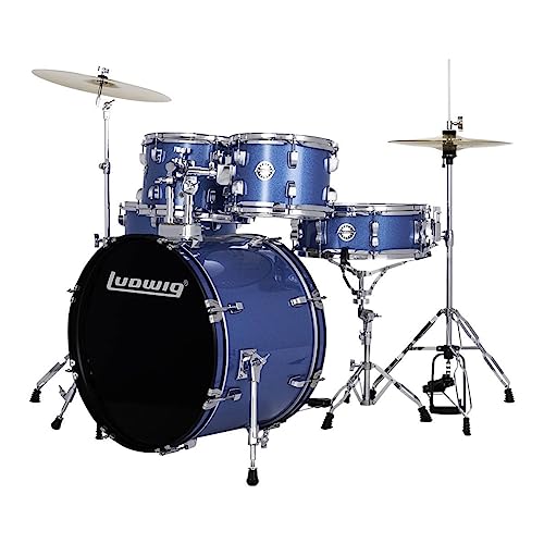 5-piece Complete Drum Set with 20-inch Bass Drum and Cymbals, Blue Sparkle Z160321