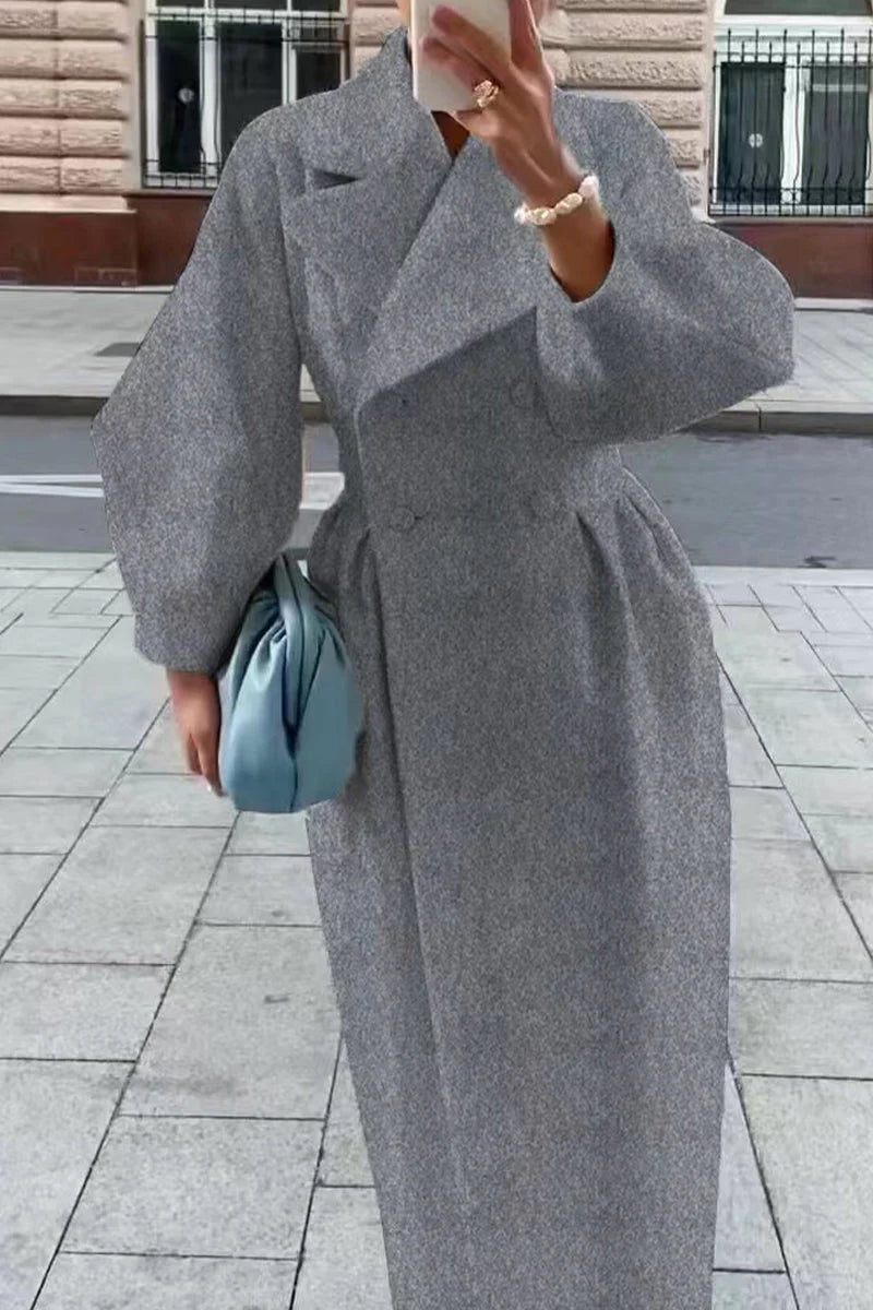 Solid Turndown Collar Outerwear S726