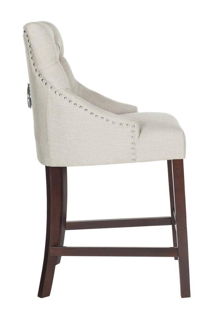 Light Grey Tufted Wing Back Counter Stool U44698