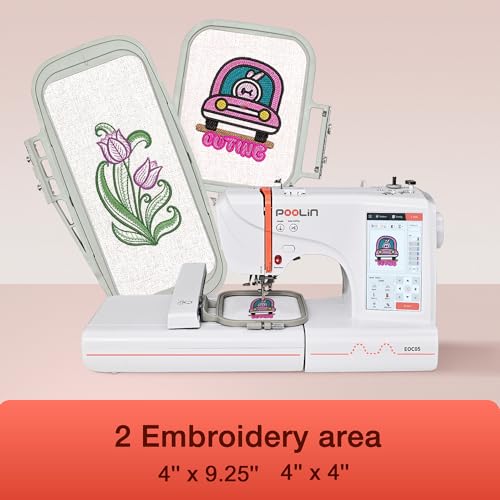 4 x 9.25 Inch Large Hoop Computerized Embroidery Machine with 7 Inch LCD Color Touchscreen Q327