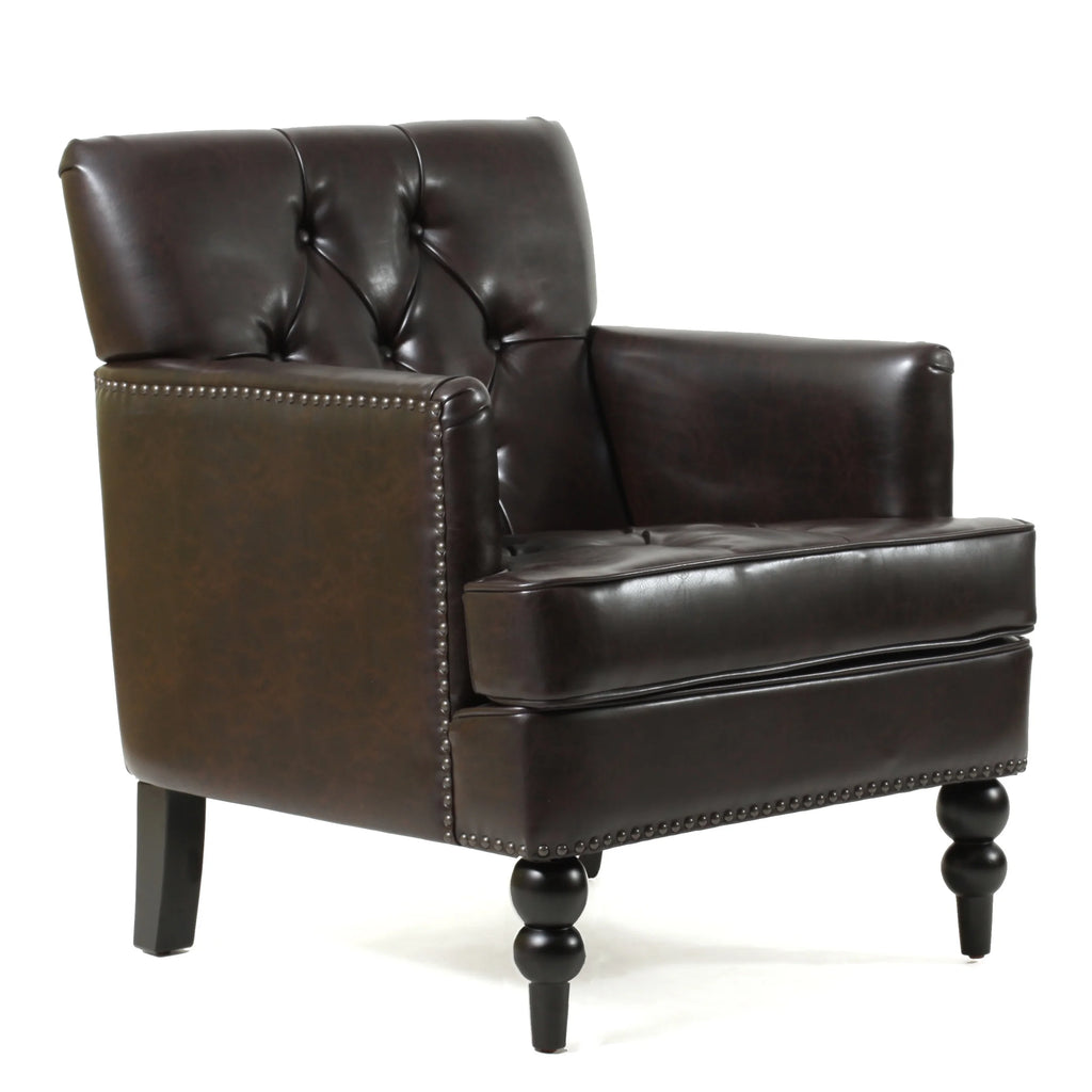 Bonded Leather Club Chair, Brown X46094
