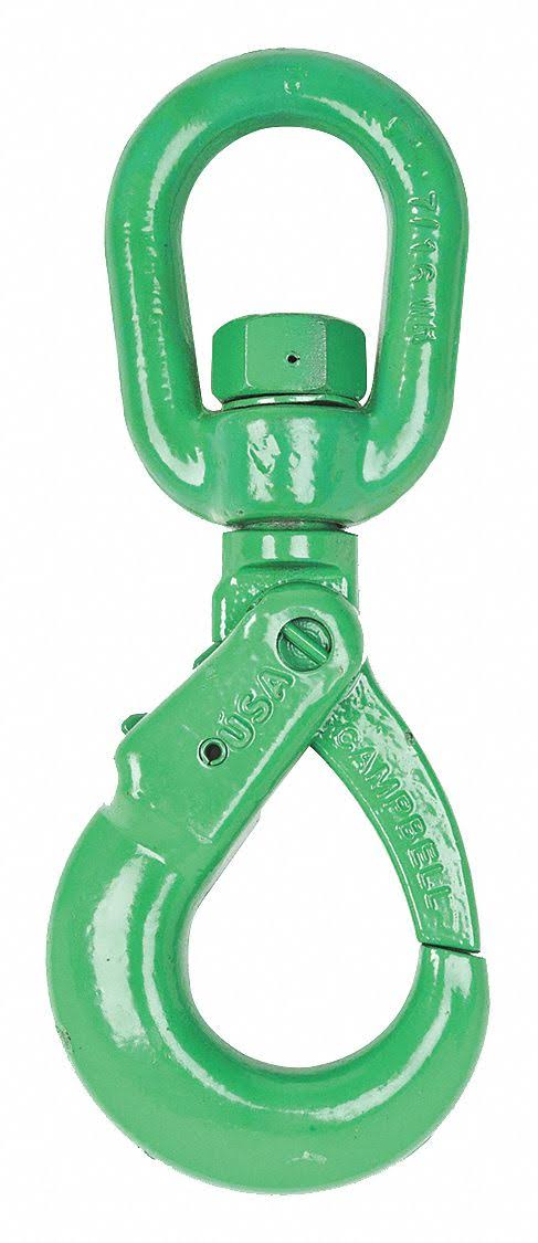 5/8in Grade 100 Painted Green Swivel Self Locking Hook R182