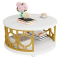 2-Tier Round Coffee Table with Storage Shelf M553815