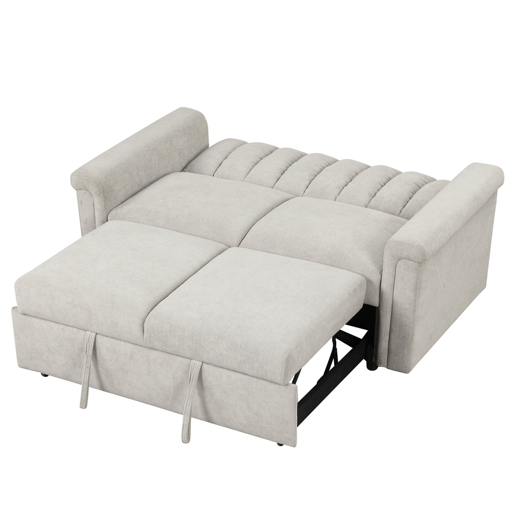 61.4" Pull Out Convertible Sleeper Sofa Bed Chenille X653189