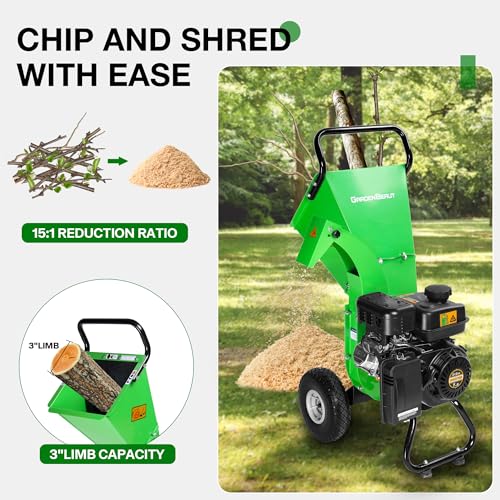 7HP 212cc Gas Powered Wood Chipper Shredder M945