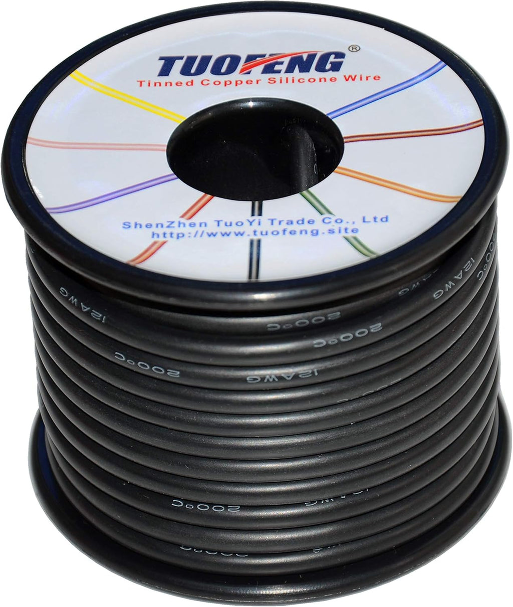 12 AWG Silicone Wire 70 feet Tinned Copper Stranded Wire High Temperature Resistance Pack of 2 W561104