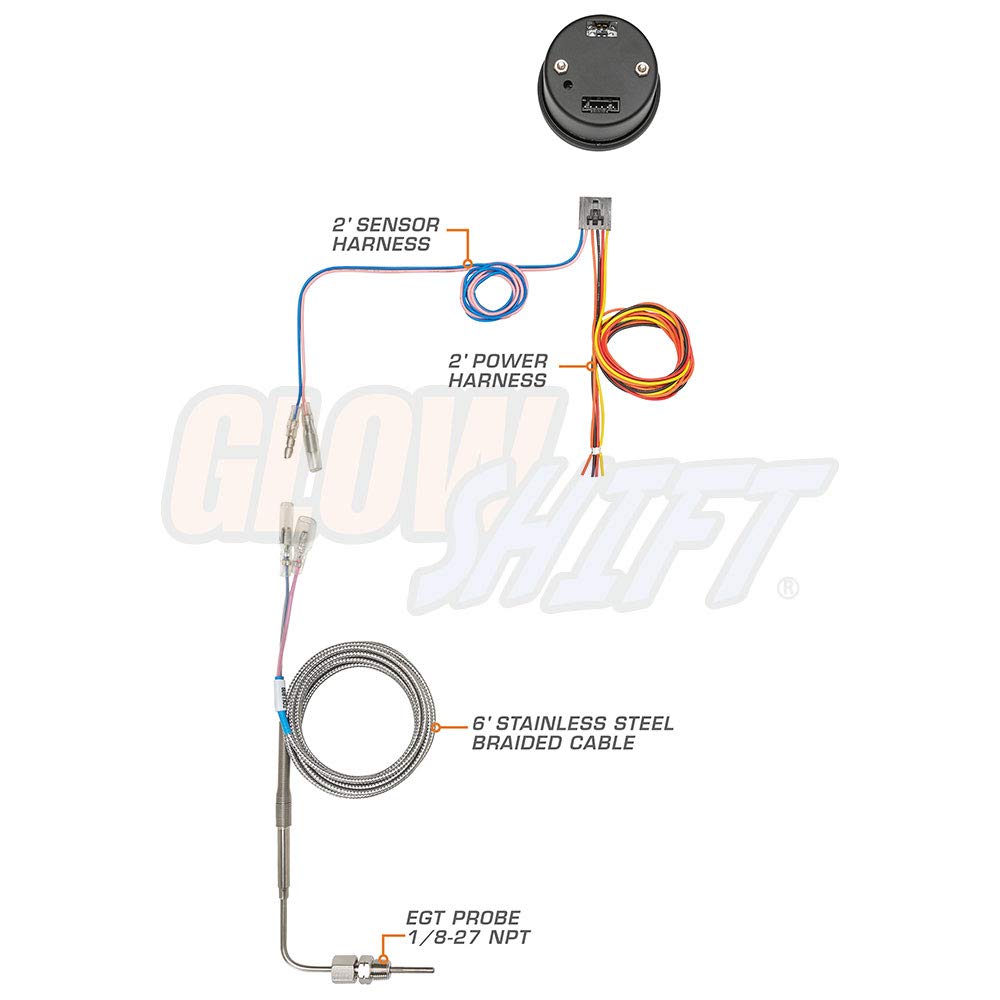 10 Color Digital 2200 F Pyrometer EGT Gauge Kit with Type K Probe L19660