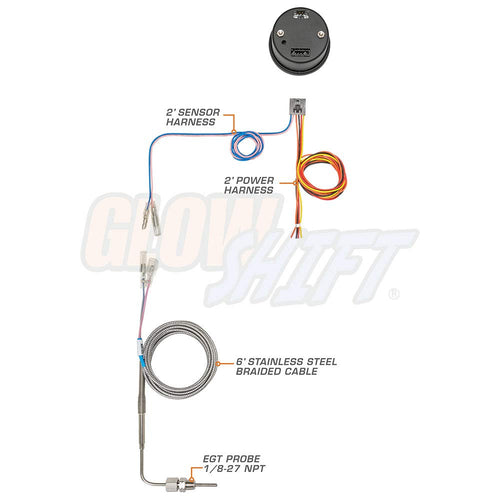 10 Color Digital 2200 F Pyrometer EGT Gauge Kit with Type K Probe L19660
