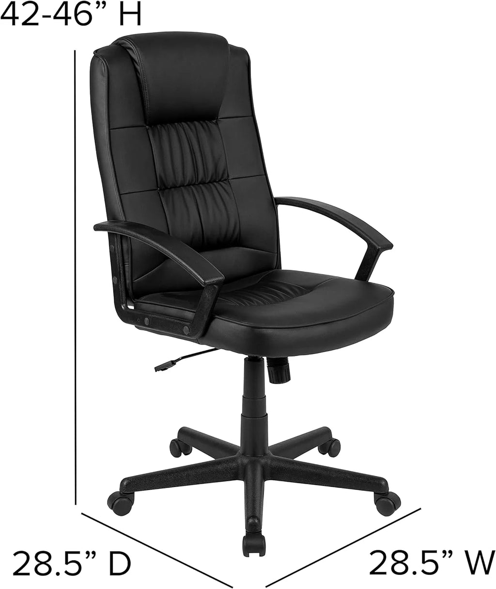 Black Leathersoft Task Chair with Arms Q16940