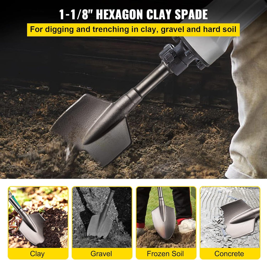 Clay Spade 1-1/8 Hex Jackhammer Bit Pack of 2 O778329