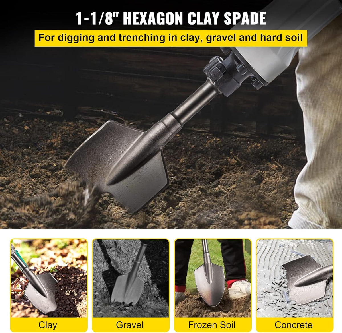 Clay Spade 1-1/8 Hex Jackhammer Bit Pack of 2 O778329