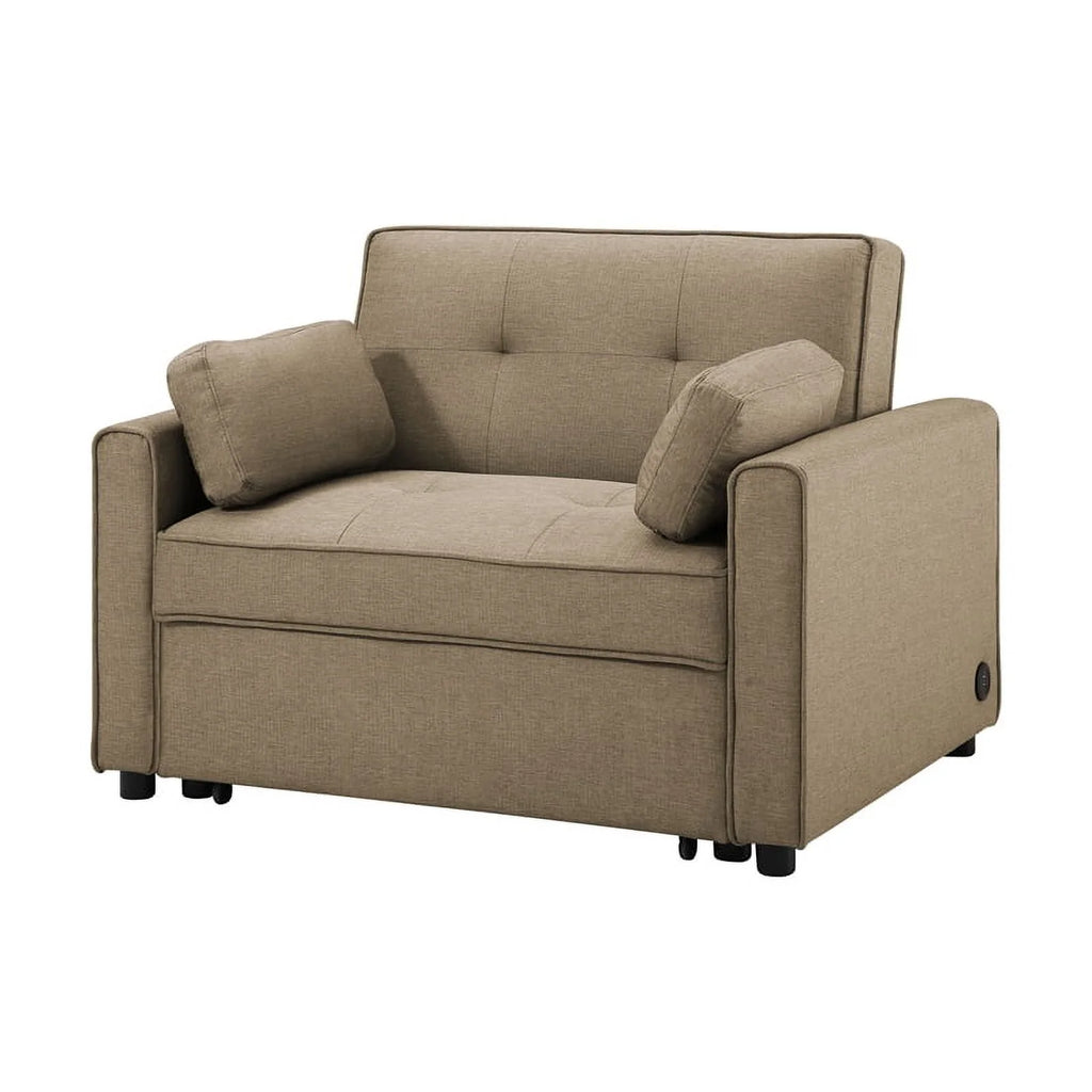 Twin Convertible Sleeper Tan Brown Fabric Z18315
