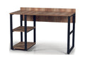 Black Metal Frame 58" Wooden Top 2 Shelves Writing and Computer Desk U8237