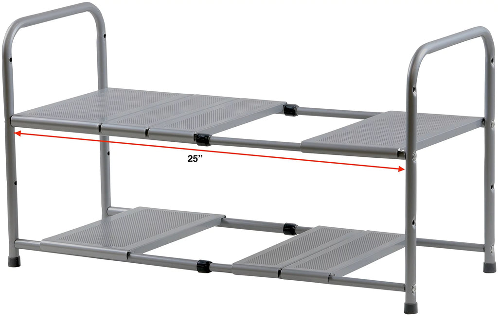 Under Sink 2 Tier Expandable Shelf Organizer Rack, Silver W405940