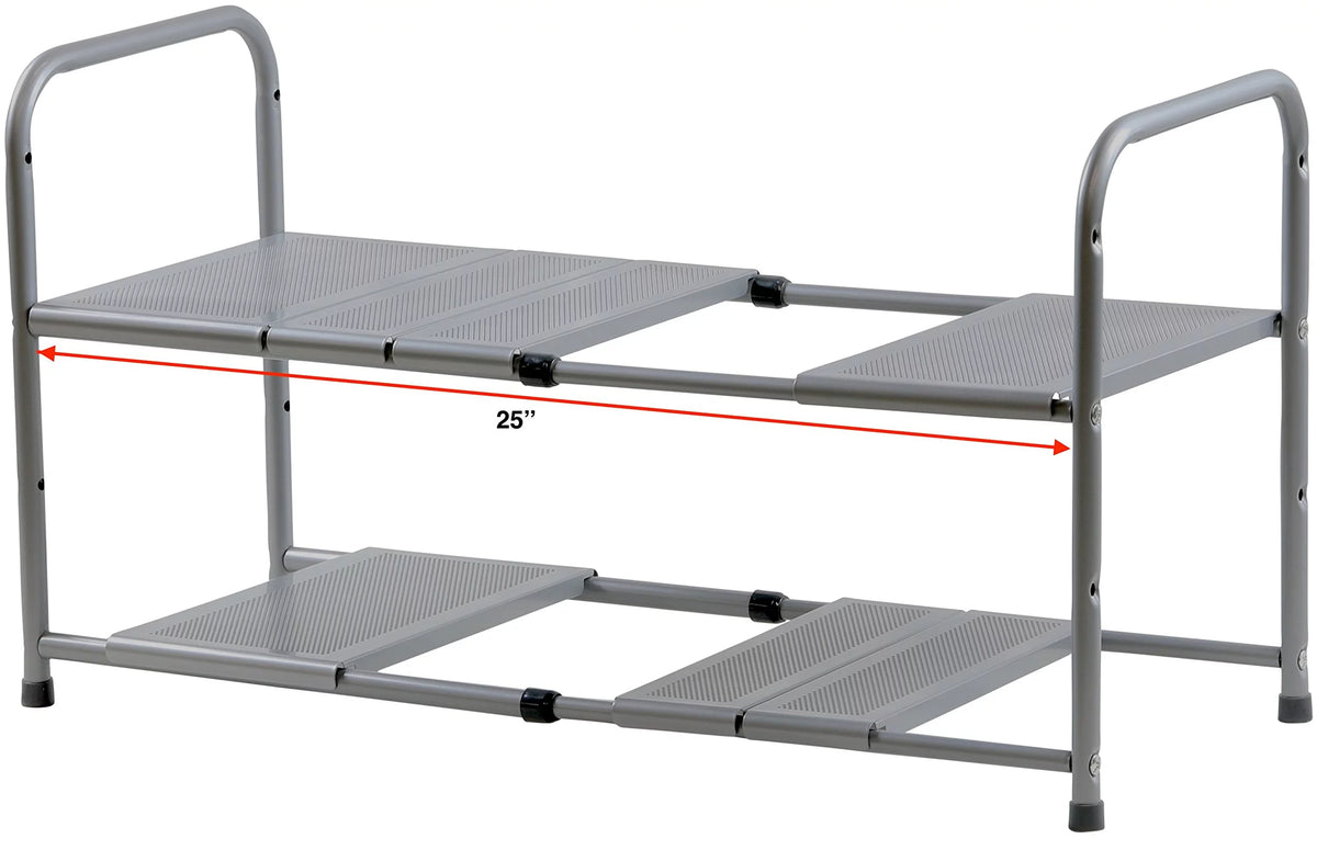 Under Sink 2 Tier Expandable Shelf Organizer Rack, Silver W405940