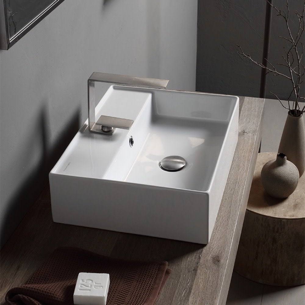 White Three Hole Bathroom Sink B110