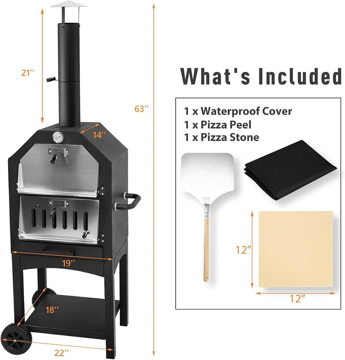 Outdoor Pizza Oven Wood Fire with Pizza Stone Z67169