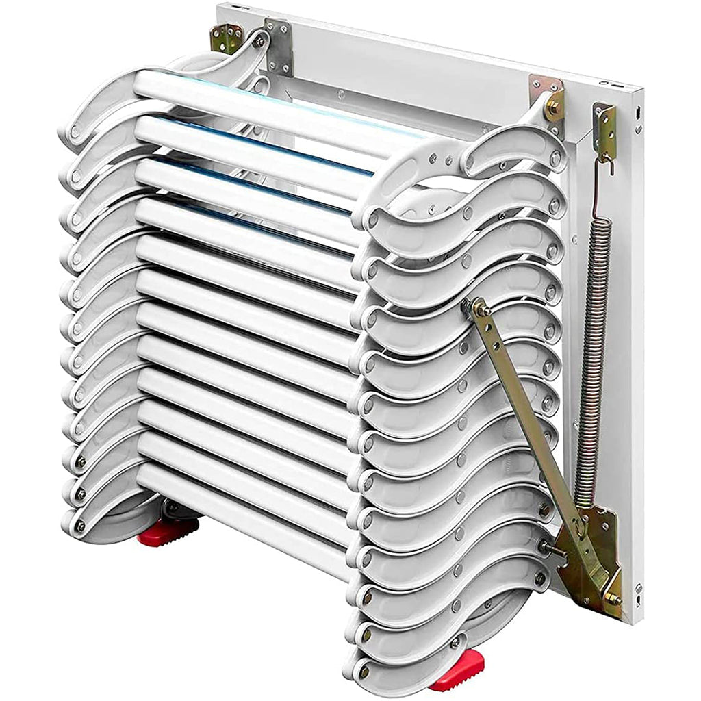 White Al-mg Alloy Wall Mounted Folding Attic Ladder B8825