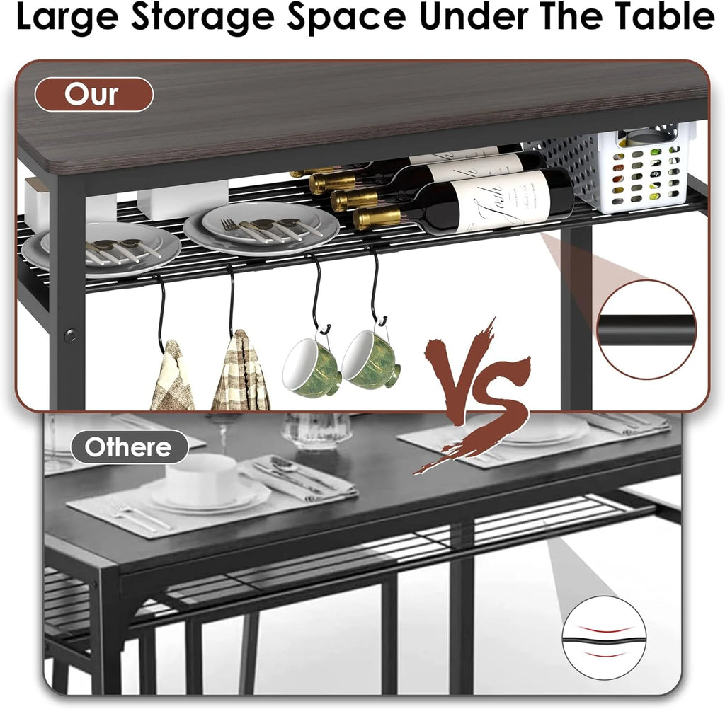Kitchen Table and 2 Chairs with Bench Brown I8851